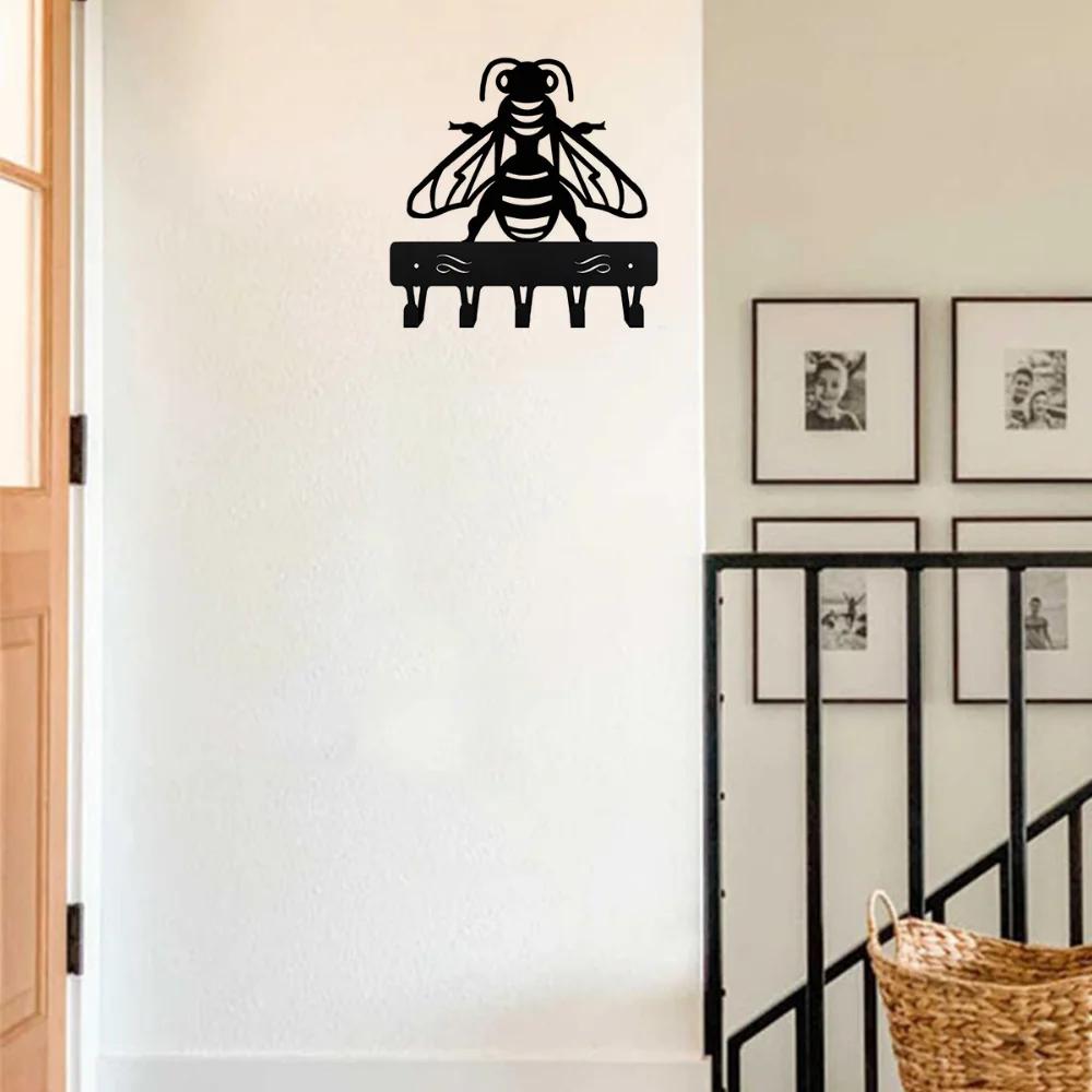 Honey Bee Key Rack Hanger Small Mount Hooks Key Holder Organizer Coat Rack Key Hanger Iron Crafts Hooks - Decorative Home Accent