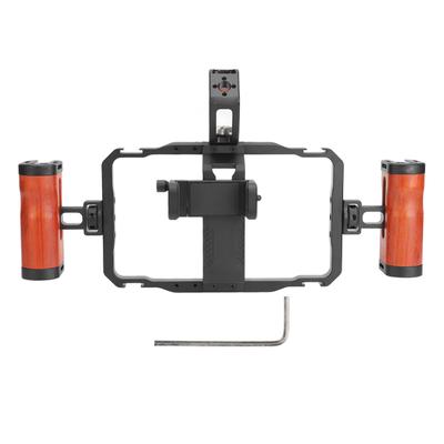 Stabilizzatore Video Universale per Telefono con Doppia Impugnatura Antiscivolo Gabbia Universale per Telefono Rig per 55‑80mm