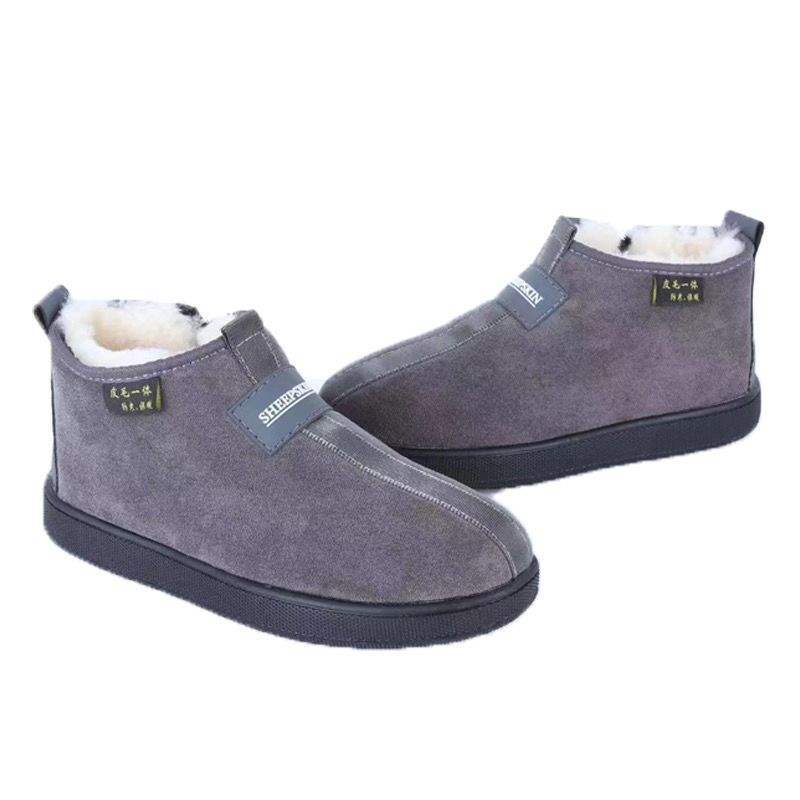 

2025 new winter men s and women s real wool fur integrated high-top snow boots men s warm and non-slip indoor and outdoor cotton shoes 44 серый