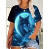 Summer Women's Loose Plus Size Creative Animal Print 3D Short Sleeved T-shirt Fashionable Comfortable Soft Breathable Short Sleeved T-shirt