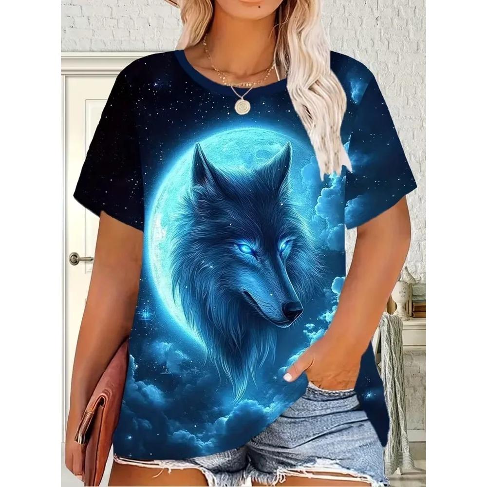 

Summer Women s Loose Plus Size Creative Animal Print 3D Short Sleeved T-shirt Fashionable Comfortable Soft Breathable Short Sleeved T-shirt S