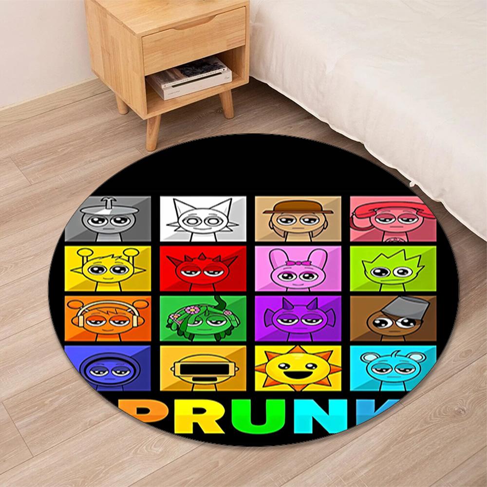 Sprunki Printed Round Rug Carpet Chair Rug Area Rug Entryway Doormats,for Office Chair Living Room Bedroom Kitchen Room.