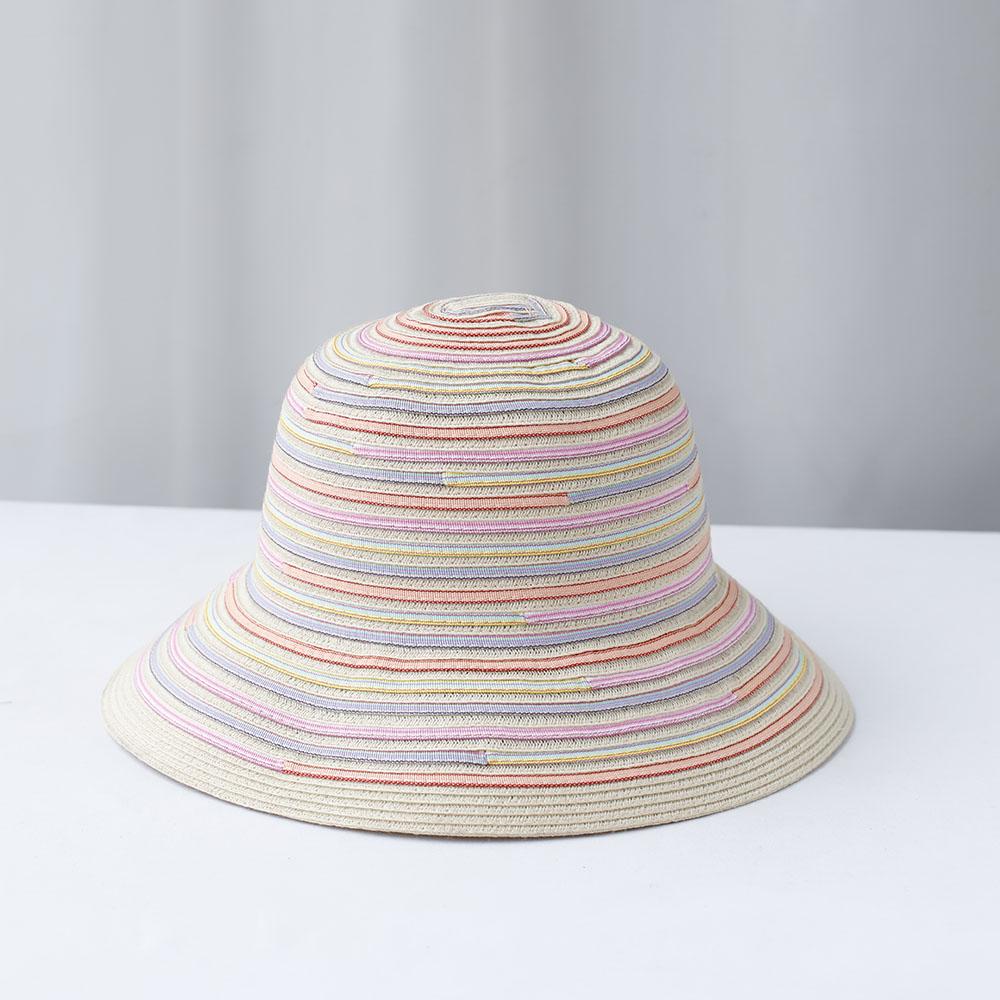 2025 Rainbow Stripes Hat Summer Women Visor Bucket Hat Fisherman Hat Hand Weaving Panama Girl Fishing Chapeau Sun Hats Tool