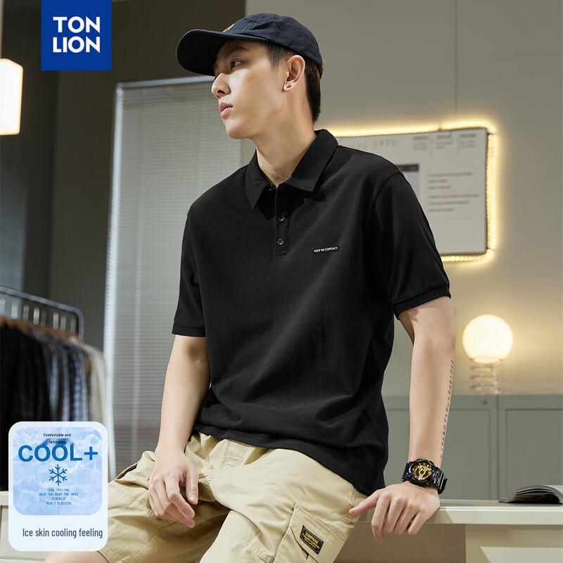 TonLion Men s Short Sleeve Polo Shirt M