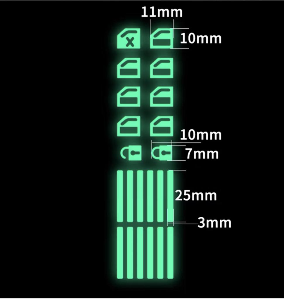 Glow-in-the-Dark Waterproof Fluorescent Stickers for Car Interior Functional Key Switch Buttons - Wear-Resistant Vehicle Window
