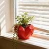 Small Diamond Heart Shape Planter for Small Plants 3D Printed Mini Geometric Heart Flower Pot for Indoor Home Office Desktop Decor