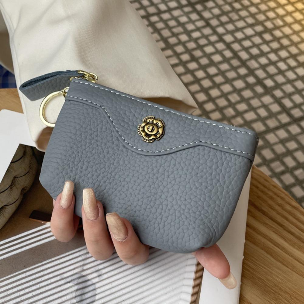 

New PU Leather Short Wallet Lightweight Exquisite Design ID Card Holder Solid Color Large Capacity Coin Purse Women Girls светло-синий