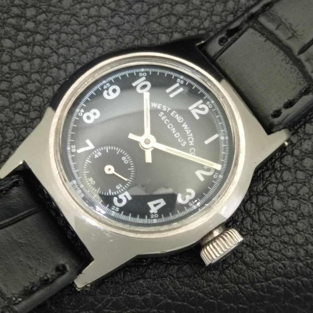 SWISS VINTAGE WEST END WATCH CO HAND-WINDING BOY BLACK DIAL WATCH A701973-1 R207-a701973
