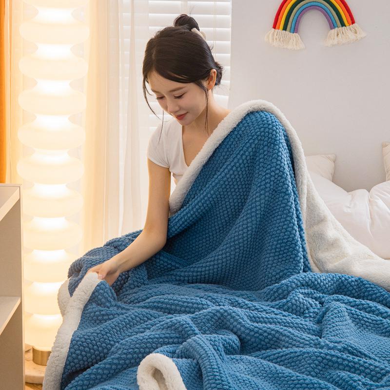 Winter Double-Layer Lambswool Flannel Blanket for Office or Nap Use