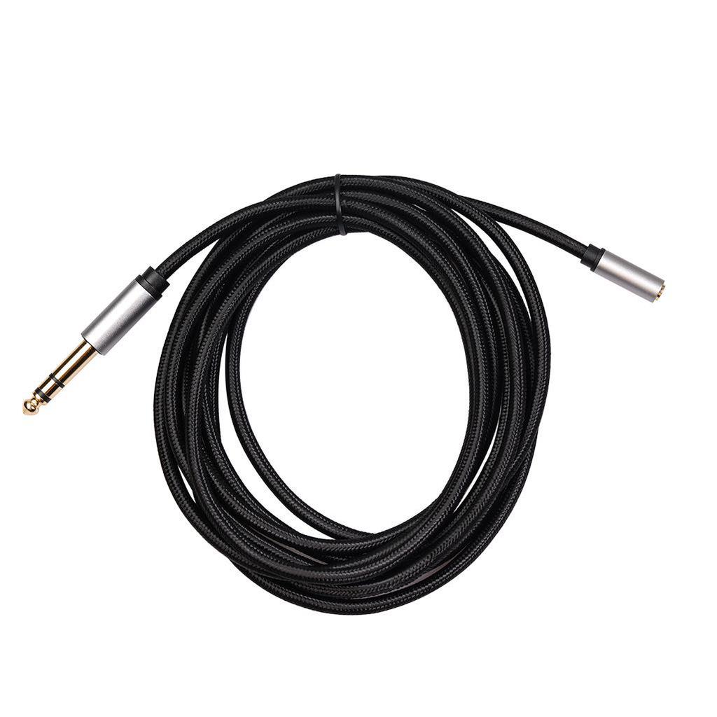 Gold-Plated Shielded Audio Cable: 6.35mm Male to 3.5mm Female with Aluminum Shell and Braided Mesh. Suitable for Guitars and Electronic Organs.