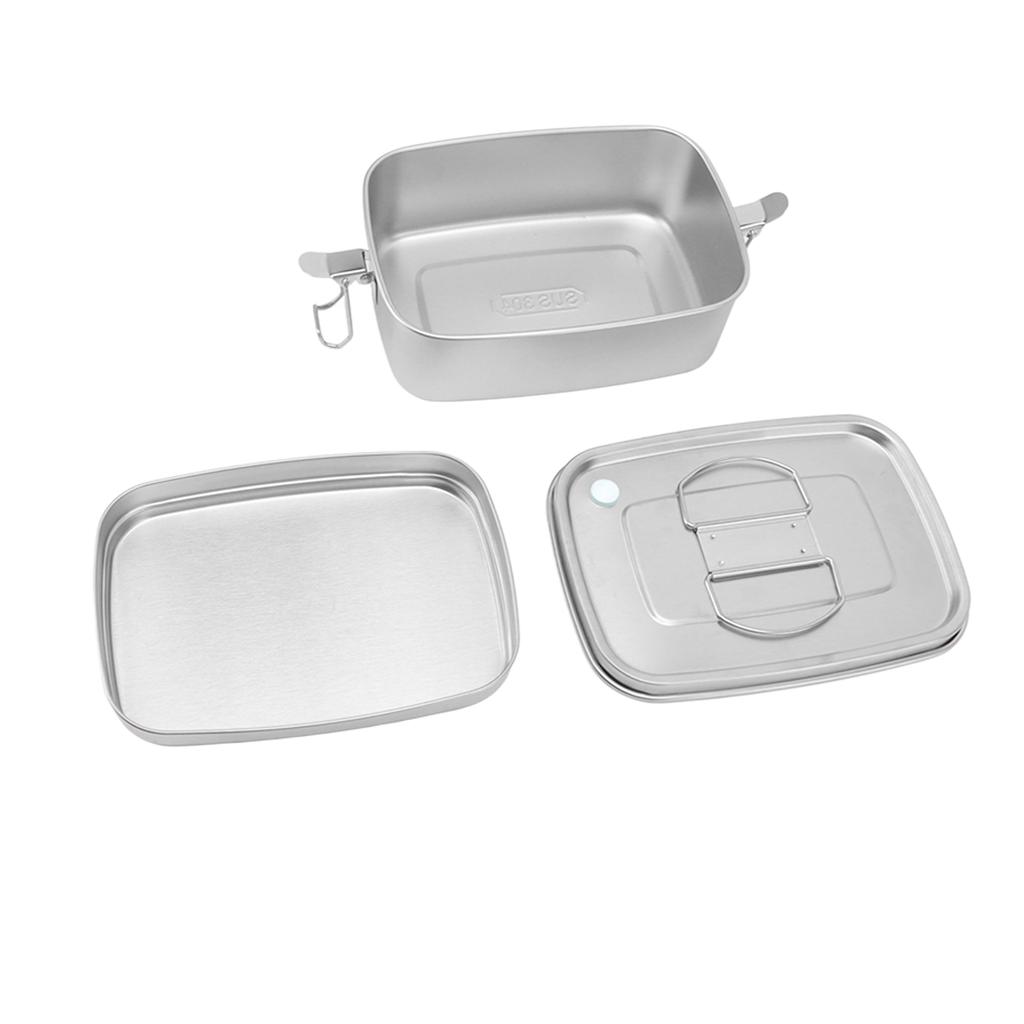 Double Layer Stainless Steel Lunch Box Portable 1.5L Bento Box for Student Office Workers Canteen Picnic Camping