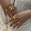 Stainless Steel Gold Plated Vintage Rings For Women Boho Sun Butterfly Flower Crystal Zircon Geometric Finger Ring Party Jewelry
