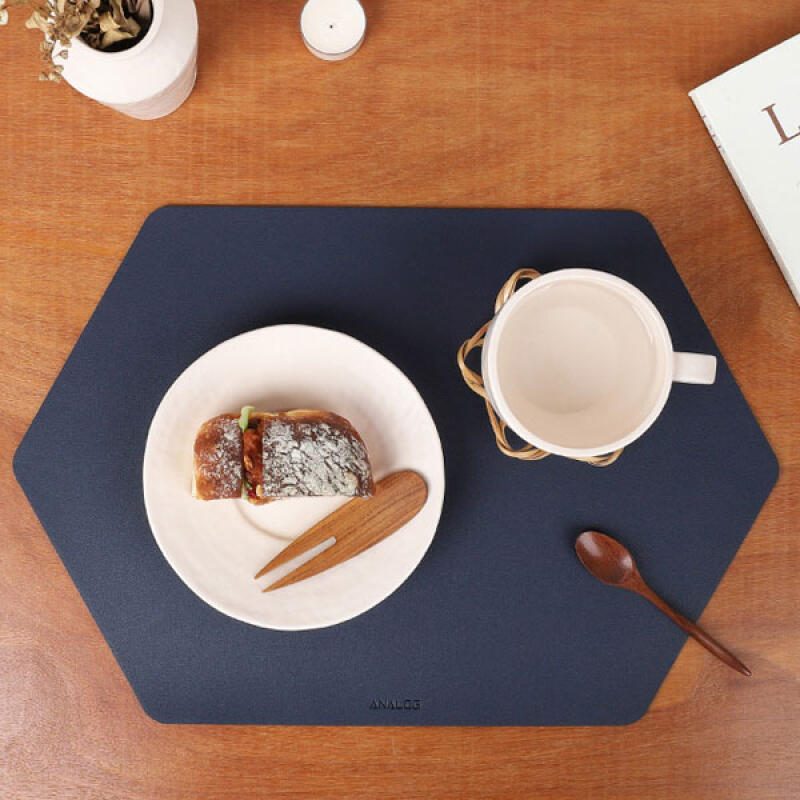 Leather table mat hexagon table mat baby pink