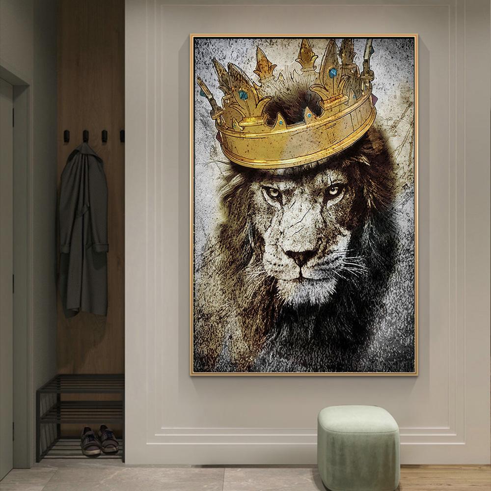 African Lion Kings Portrait Canvas Paintings On the Wall Art Posters and Prints Animals Art Pictures For Living Room Cuadros