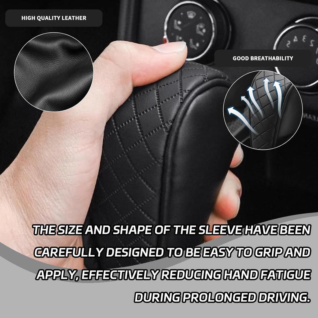 Car Shift Handle Transmission Knob Cover Accessories, Eco-Leather Car Shift Cover, Center Console Magic Tape Gear Lever Protector Universal for Most
