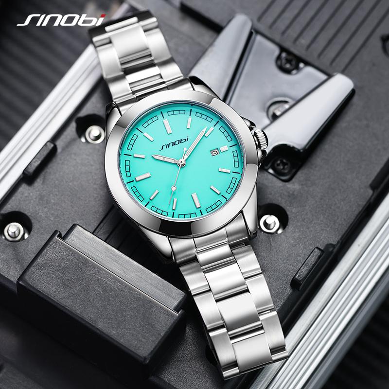 SINOBI Original Design Men's Watches Top Luxury Brand Man's Quartz Wristwatches Best Gifts Clock for Male Stainless Steel Watch
