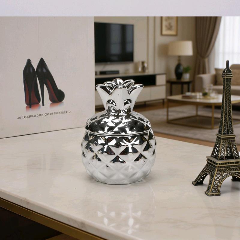 European-style Ceramic Golden Pineapple Jar - Jewelry Box & Storage Container