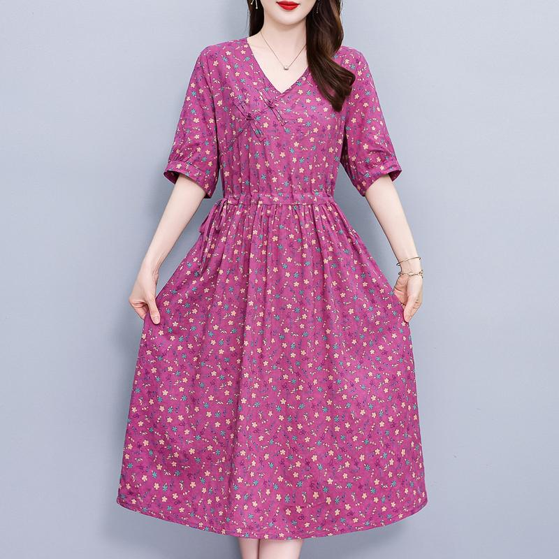 Fashion Summer Dresses for Women Plus Size Casual Short Sleeve Elegant Long Dress Summer Vintage Clothes