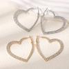 Exaggerated Romantic Full of Zircon Sparkles Geometric Great Heart Shape Hoop Earrings for Women Exquisite Temperament Jewelry