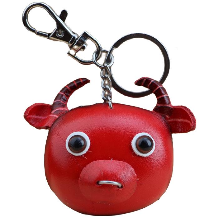 The First Layer Of Cowhide Calf Keychain Pendant Motorcycle Car Key Chain Accessories Bag Pendant Cute Trendy