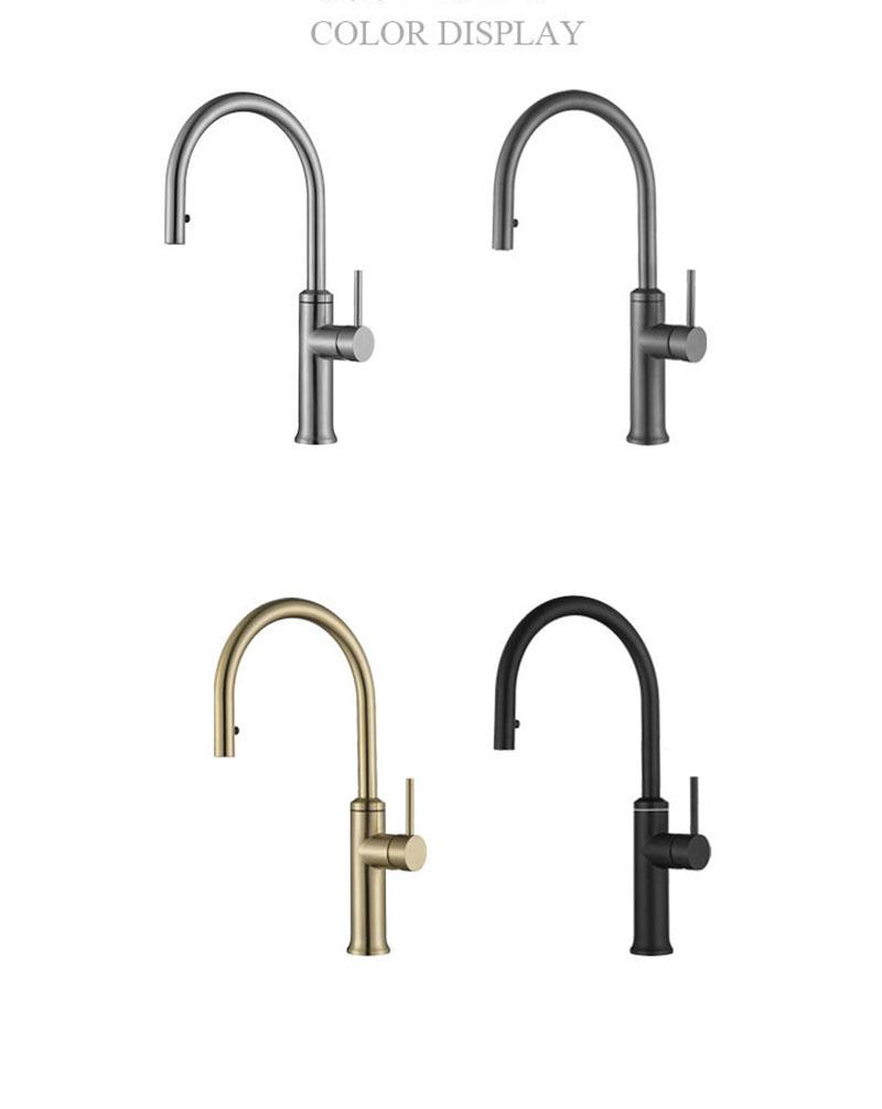Gun Gray Pull Out Kitchen Sink Faucet 304 Stainless Steel 360 Degree Rotation Water Mixer Hot and Cold Water Kitchen Tap