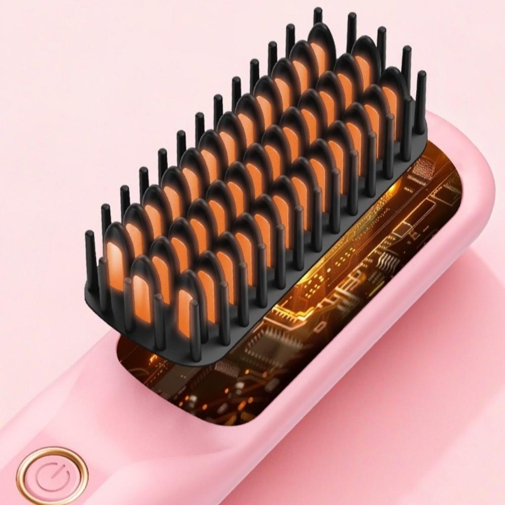 Fast Heating Hair Straightener Brush USB Rechargeable Electric Styling Comb Home Use