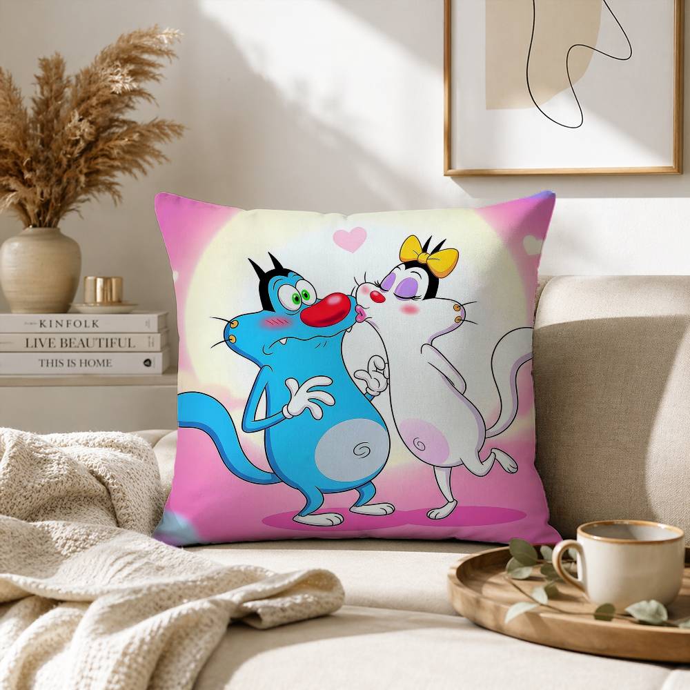 Cat Oggy and the Cockroaches-s Pillow Case for Sofa Living Room Home office Decor Protective Cover