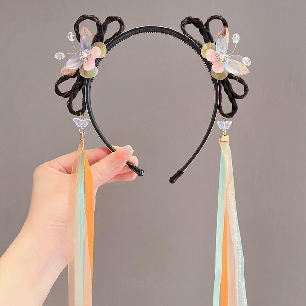 Tassel Butterfly Ribbon Headband Chinese Style Hair Bands for Children Gifts