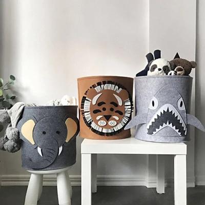 Foldable Animal Laundry Basket Felt Dirty Clothes Storage Bucket Large Laundry Hamper Kid Toys Storage Basket Clothes Organizer