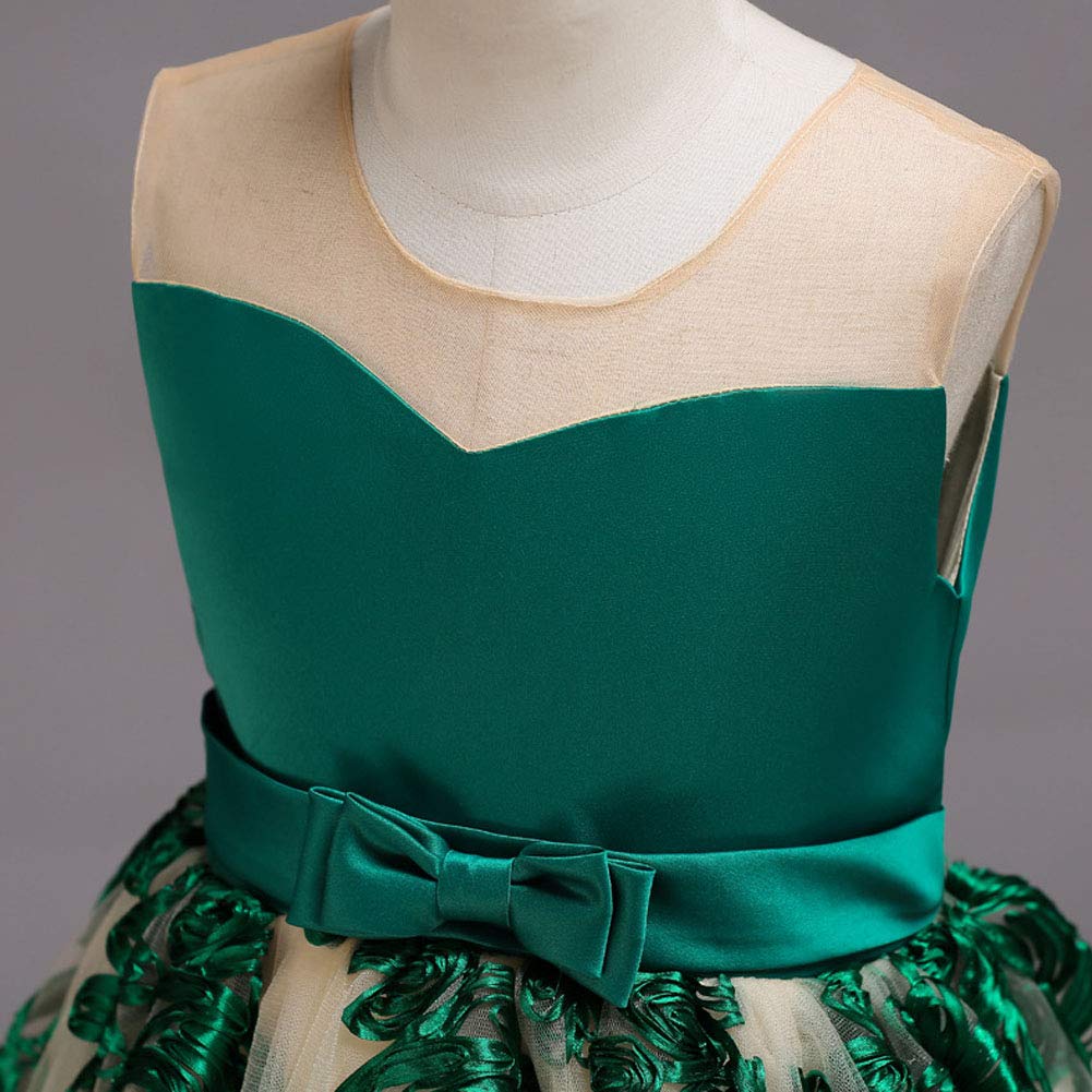 Forpend DR85 Flower Girl Green Children's Dress, Formal, Recital, Wedding, Children's Clothing, Long, 110, 120, 130, 140, 150cm, Princess, Dress,
