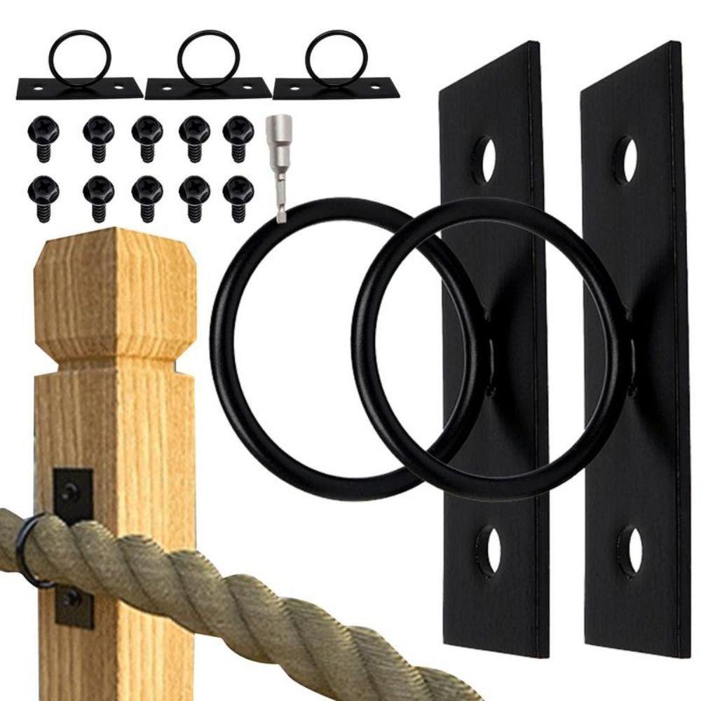 304 Edelstahl Schwarzer Ring Seilhalter Multifunktionaler Seilhalter Zaunbau