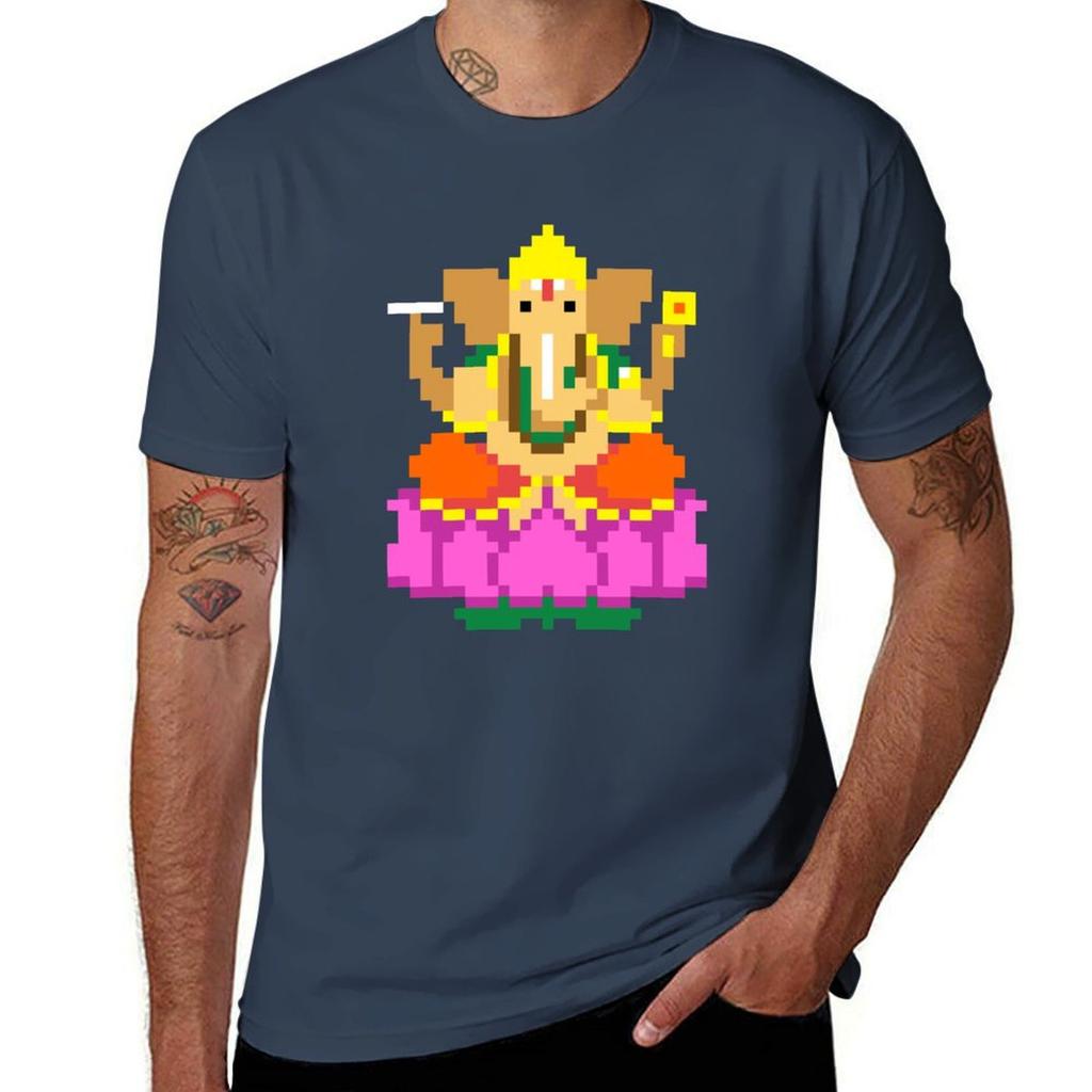 Ganesha Pixel Art TShirt Quick Dry Sports Short Sleeve Tee
