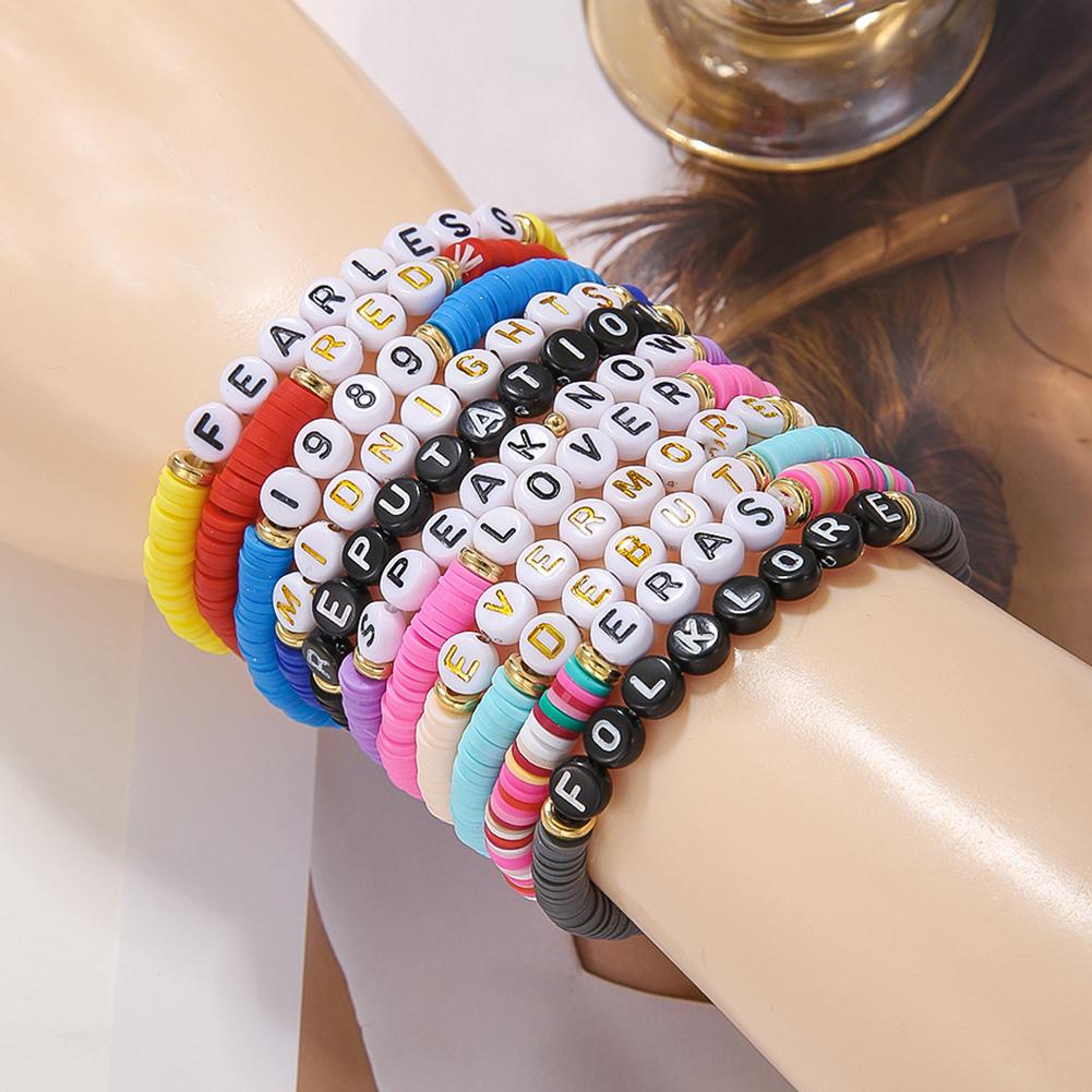 11/14 PCS Colorful Friendship Bracelets for Taylor Swift Fans Album Bracelets Letter Beads Bracelet for Tween Girl Party Favors