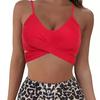 2Pcs/Set Printing Swimsuit Split Type Leopard Front Cross Bikini Set Beach