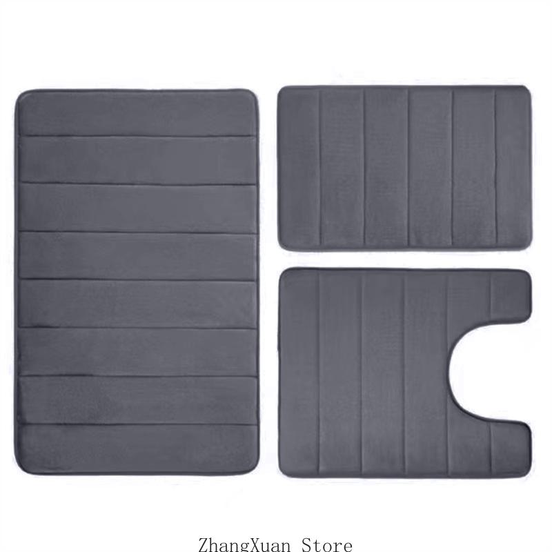 Soft Absorbent Bathroom Carpet Set NonSlip Washable Toilet Mats Flannel Rugs for Home Gym and Salon