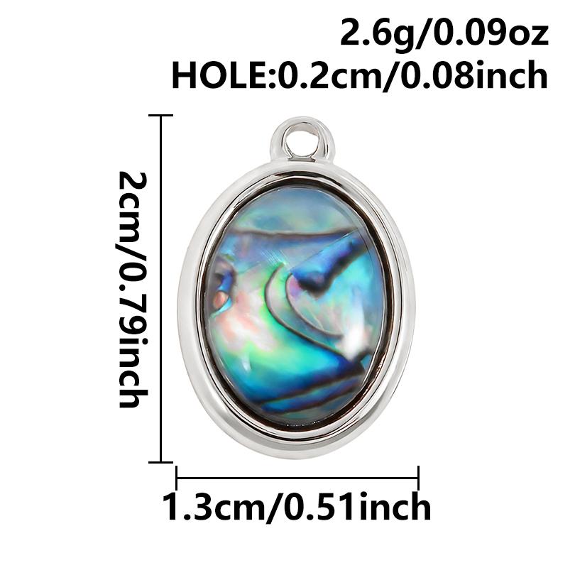 2pcs Various Shape Abalone Shell Trendy Square Oval Rectangle Stainless Steel Charm For Jewelry Making Supplies DIY Pendant Bulk