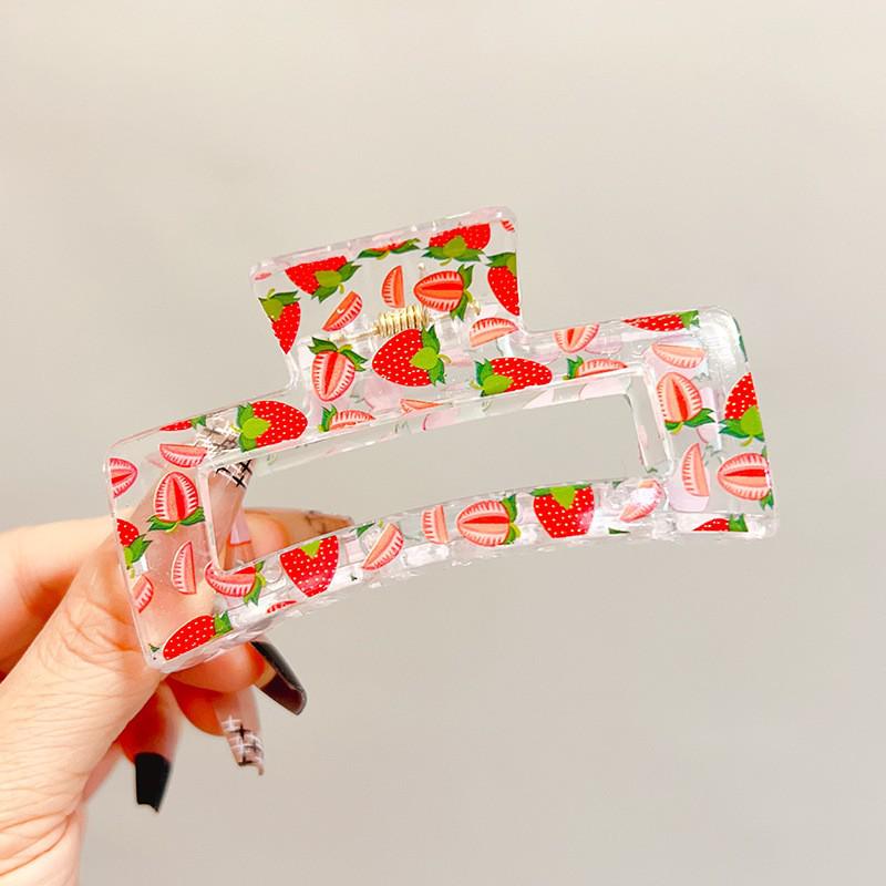 Transparent Square Print Shark Hair Clip for Women - Updo Accessory