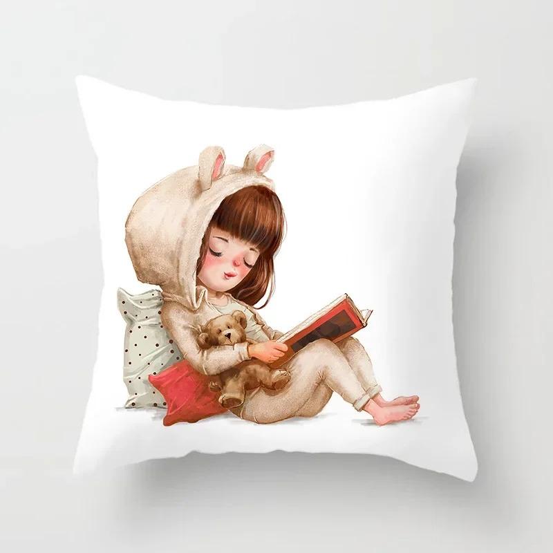 Cute Cartoon Panda Print Pattern Cushion Cover Pillow Cover Living Room Sofa Decoration Home