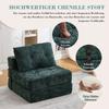 Foldable Sofa Bed with Cushions, Foldable Mattress with Backrest, Comfortable Floor Sofa for Living Room and Bedroom (Dark Green Chenille)