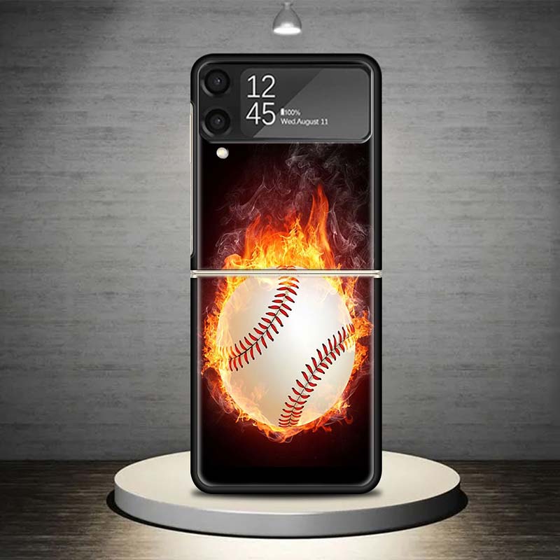Baseball Sport Phone Case For Samsung Galaxy Z Flip 7 6 5 4 3 5G Shockproof Cover Z Flip7 Flip6 ZFlip5 Flip3 Flip4 Luxury Shell