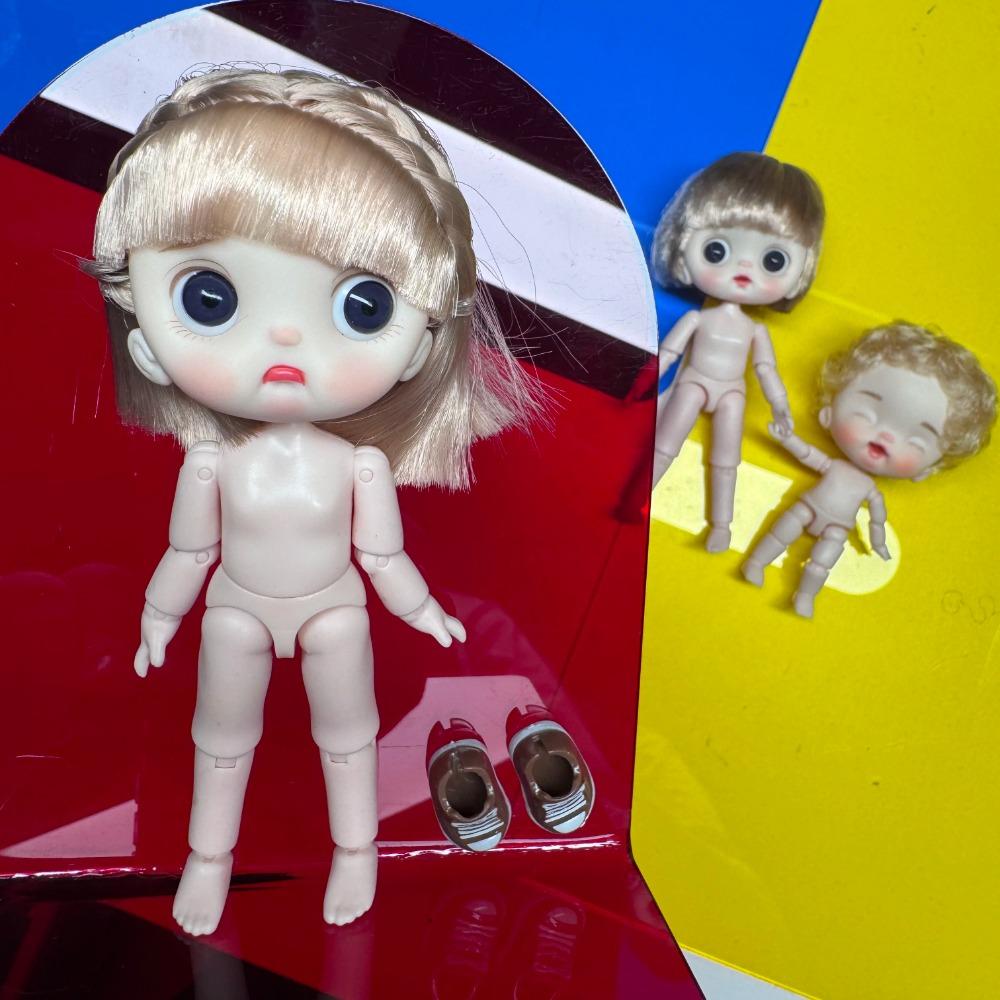 Cute Mini bjd Doll Girl Boy Bald head Ob11 1/12 Naked DIY Toys Handmede Dolls full Body Green Blue eyes Art Doll Accessories Art