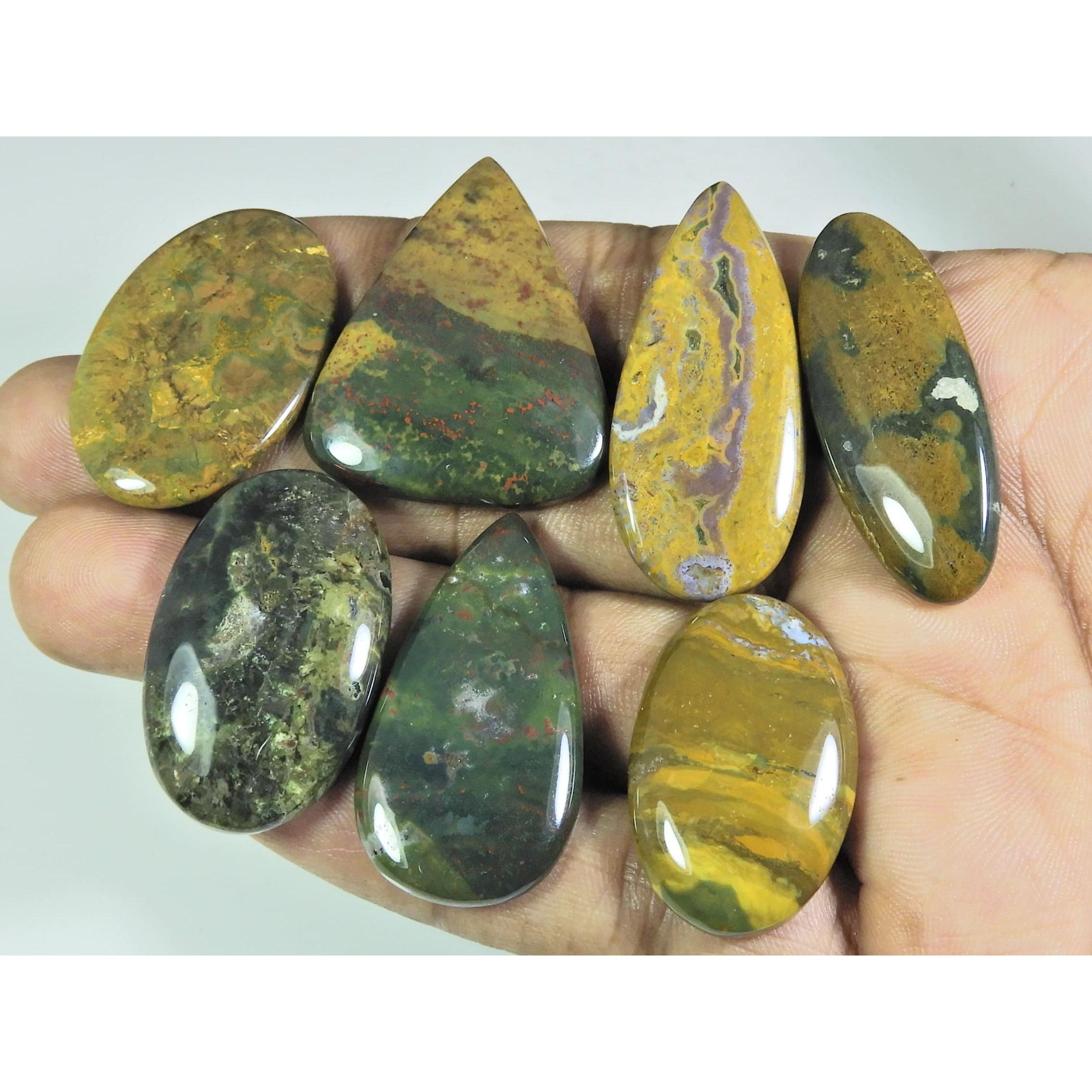 

224Cts. Natural Ocean Jasper Mix Shape Cabochon Loose Gemstone 07Pcs Lot C-312