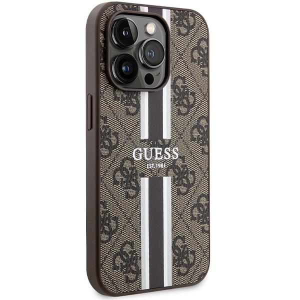 Guess Guhmp15Lp4Rpsw Iphone 15 Pro 6.1 Brązowy/Brown Hardcase 4G Printed Stripes Magsafe