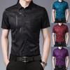 Chemise d'été soyeuse à col rabattu pour homme, haut d'été formel pour le travail