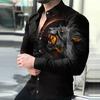 Cuello vuelto Manga Larga Camisa de Hombre Puños con Botón Estampado Cielo Estrellado Slim Camisa de Oficina Ropa Masculina