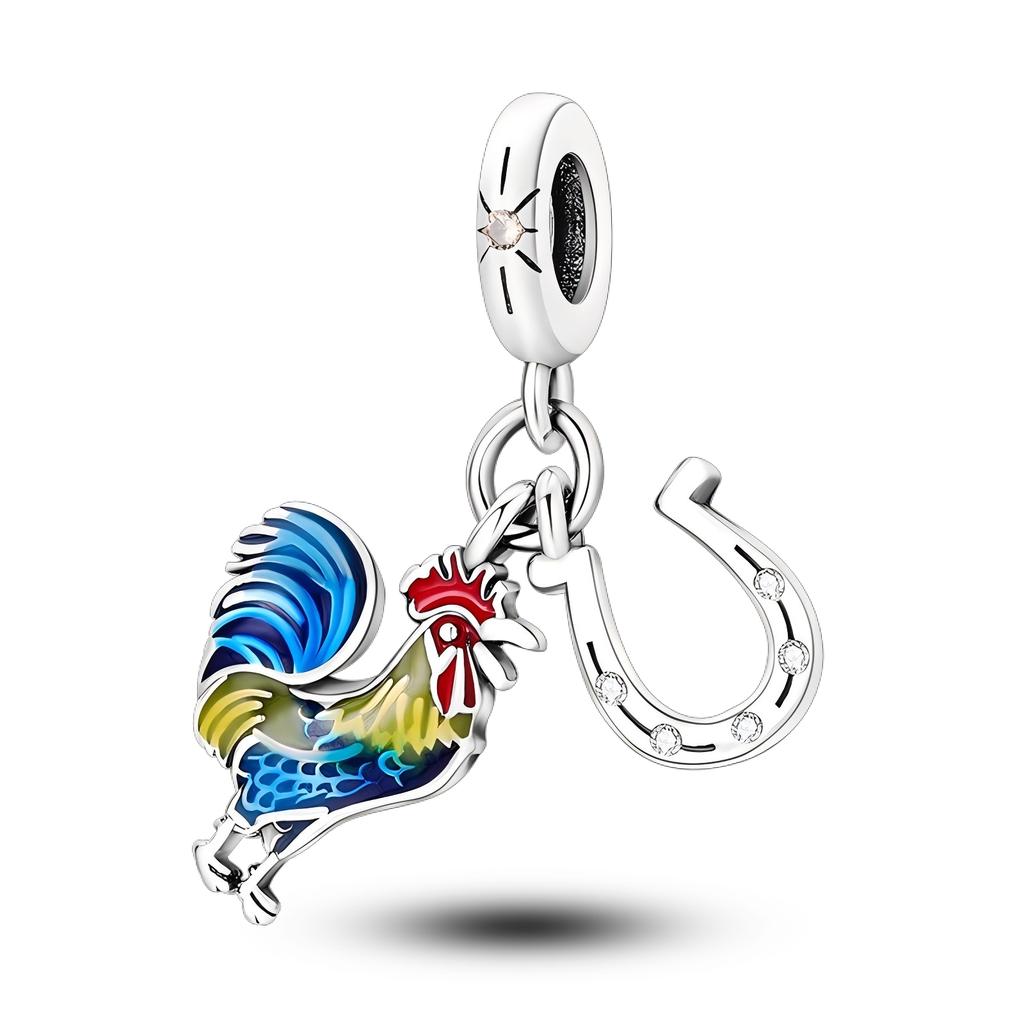 Charms Animali in Argento 925 Cane Gatto Gufo Coniglio Leone Elefante Dinosauro Charm Per Braccialetto Bangle Biglie per Creazione Gioielli