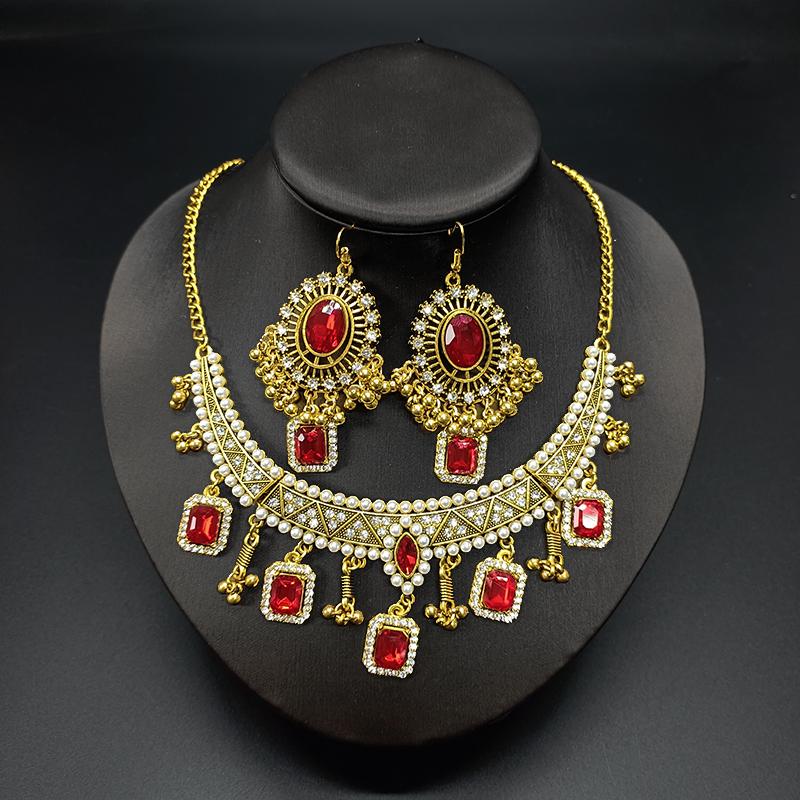 

Ethnic Style Necklace Earring Set Party Birthday Shooting Props Ceremony Boutique Gifts Women s Elegant Fashionable Jewelry Set 40cm
