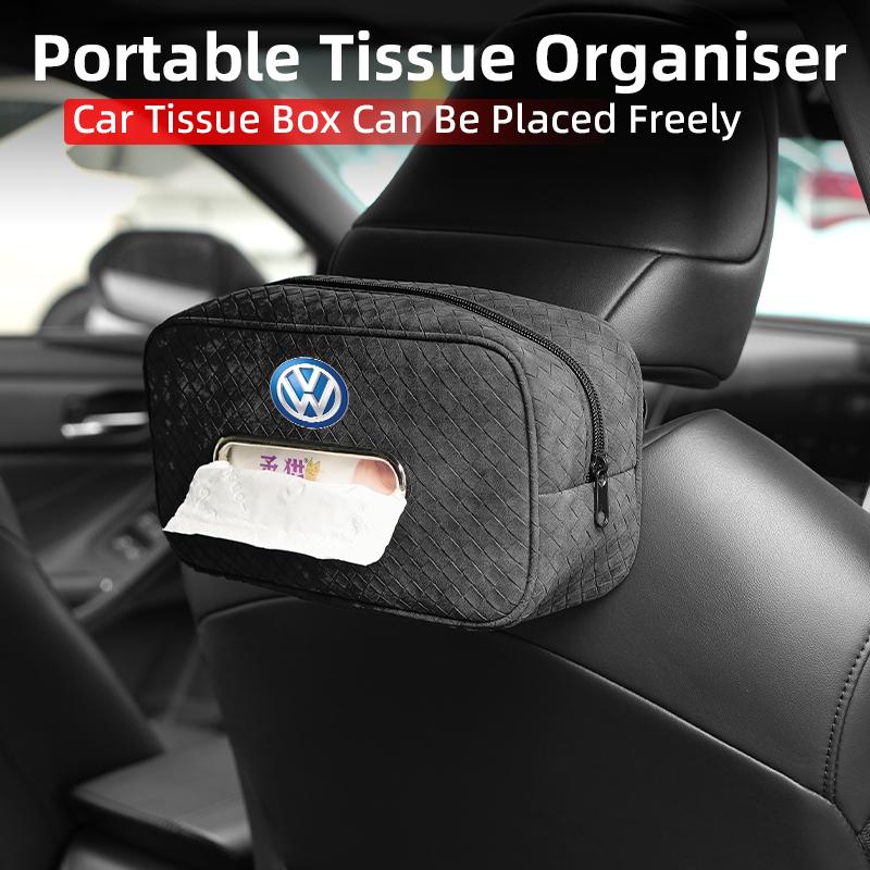 Car In-vehicle Larger size Leather Checkered Tissue Storage Box For VW Scirocco Jetta Beetle Golf Passat Tiguan Sharan Touran QQ2
