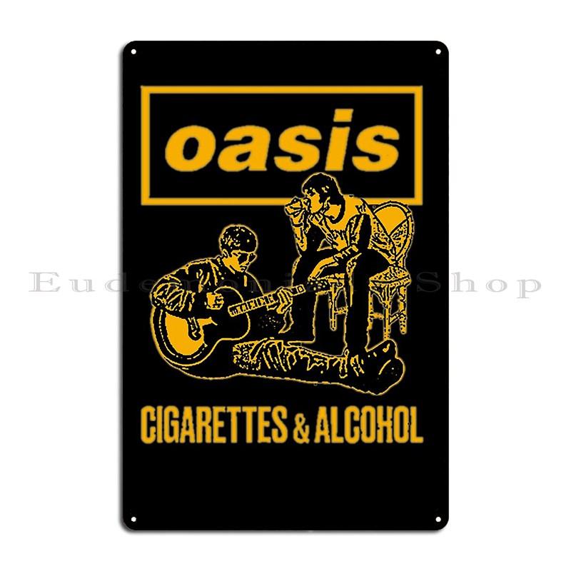 Сигареты Oasis И Алкоголь Золотая Летняя Атмосфера Металлическая Табличка Домашняя Настенная Фреска Стена Пещера Паб Дизайн Жестяная Табличка Постер 20x30cm（7.8x11.8inch）