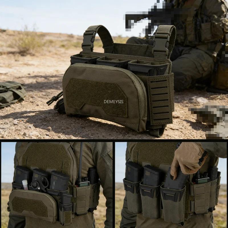 Tactical 2Nd Layer Admin Pouch with Multi-caliber Triple Mag Pouch for M4 5.56 PCC 9mm Pouches Aifsoft Plate Carrier Front Bag